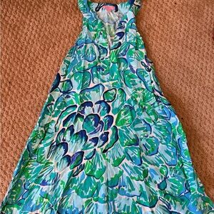 Lilly Pulitzer Vibrant Green and Blue Maxi Dress